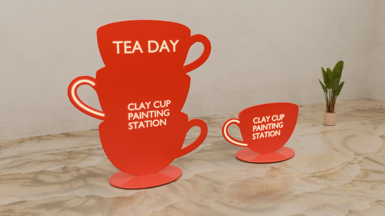 Al Qadsiah Tea Day: Tea Day cup-shaped signage