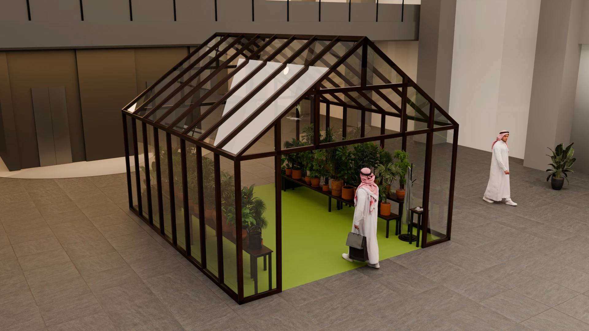 KJO Environment Day: Greenhouse pavilion with potted plants