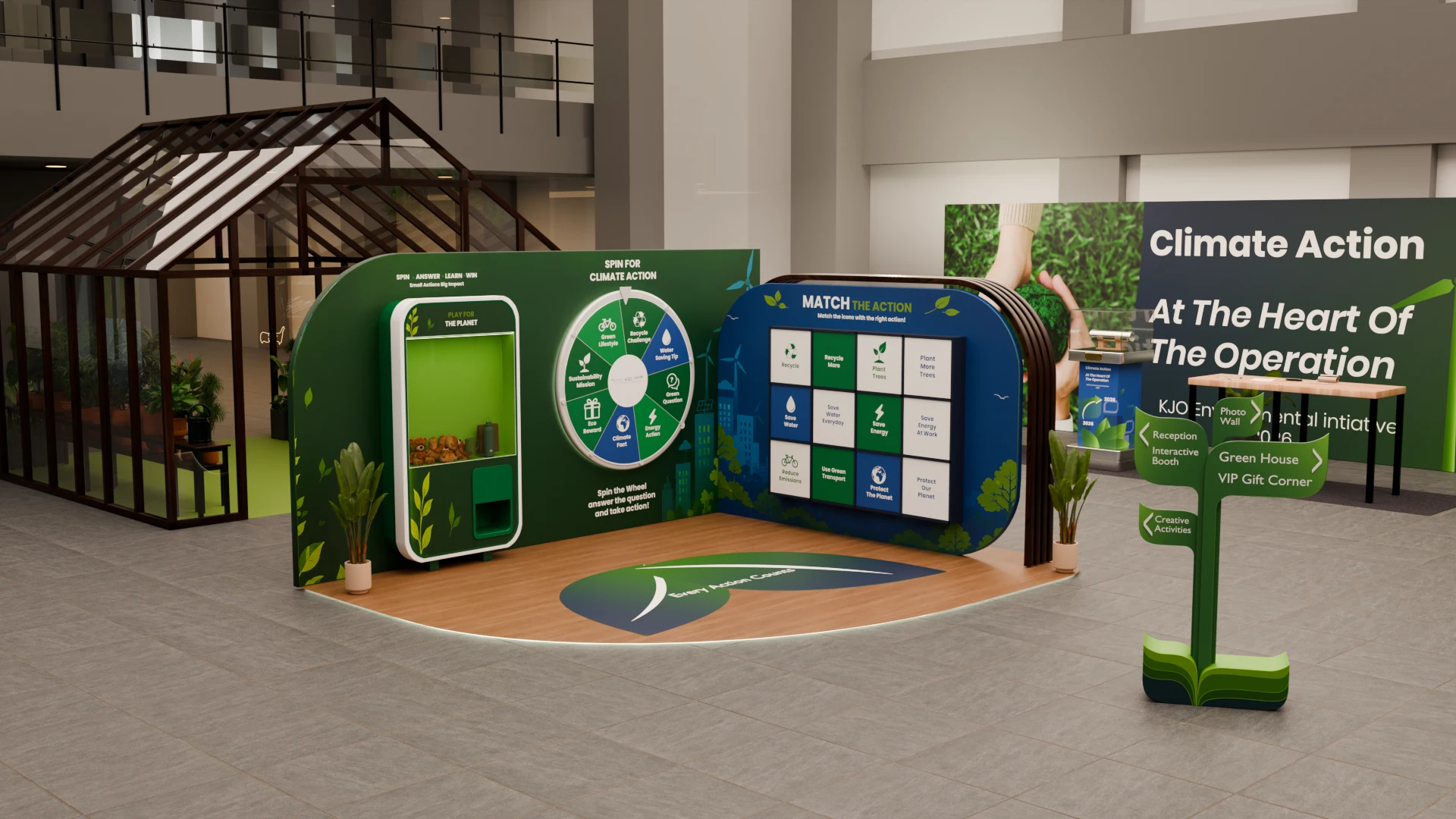 KJO Environment Day: Interactive booth with Spin for Climate Action wheel and Match the Action wall