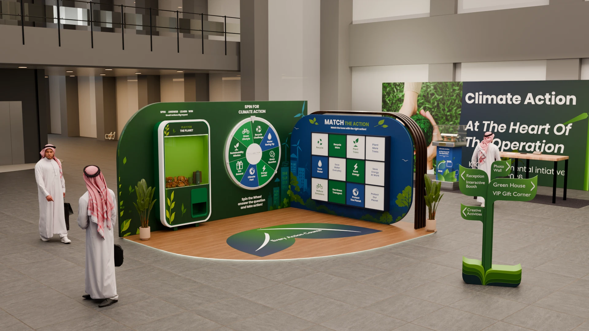 KJO Environment Day: Interactive booth and leaf-shaped wayfinding sign