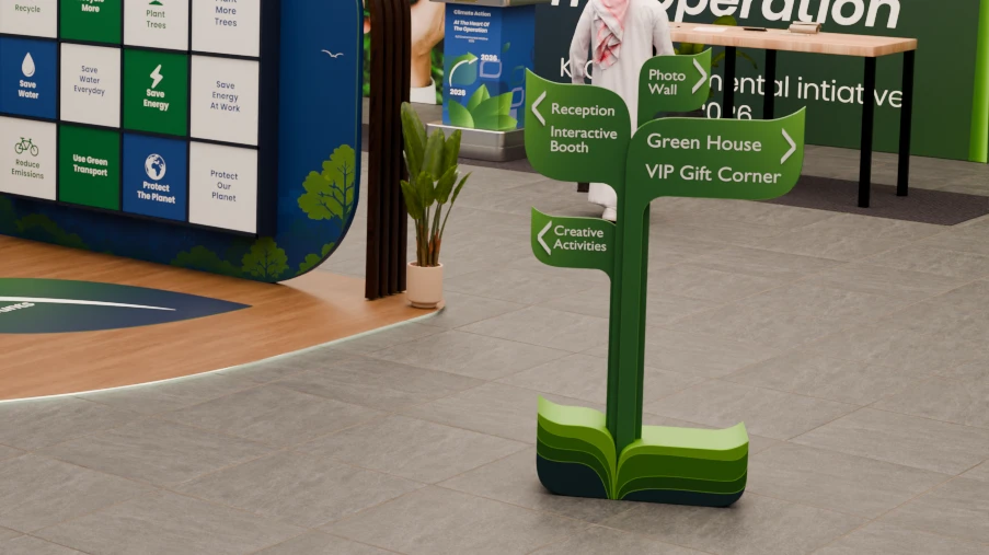 KJO Environment Day: Leaf-shaped wayfinding sign