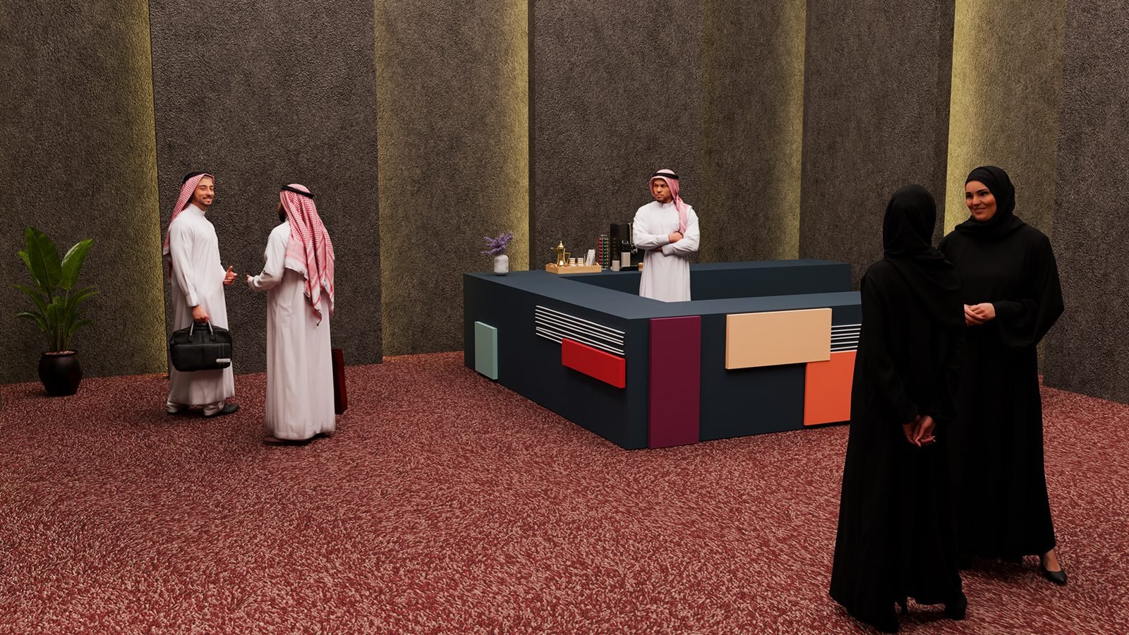 MOC Fashion event: Hospitality coffee counter with guests